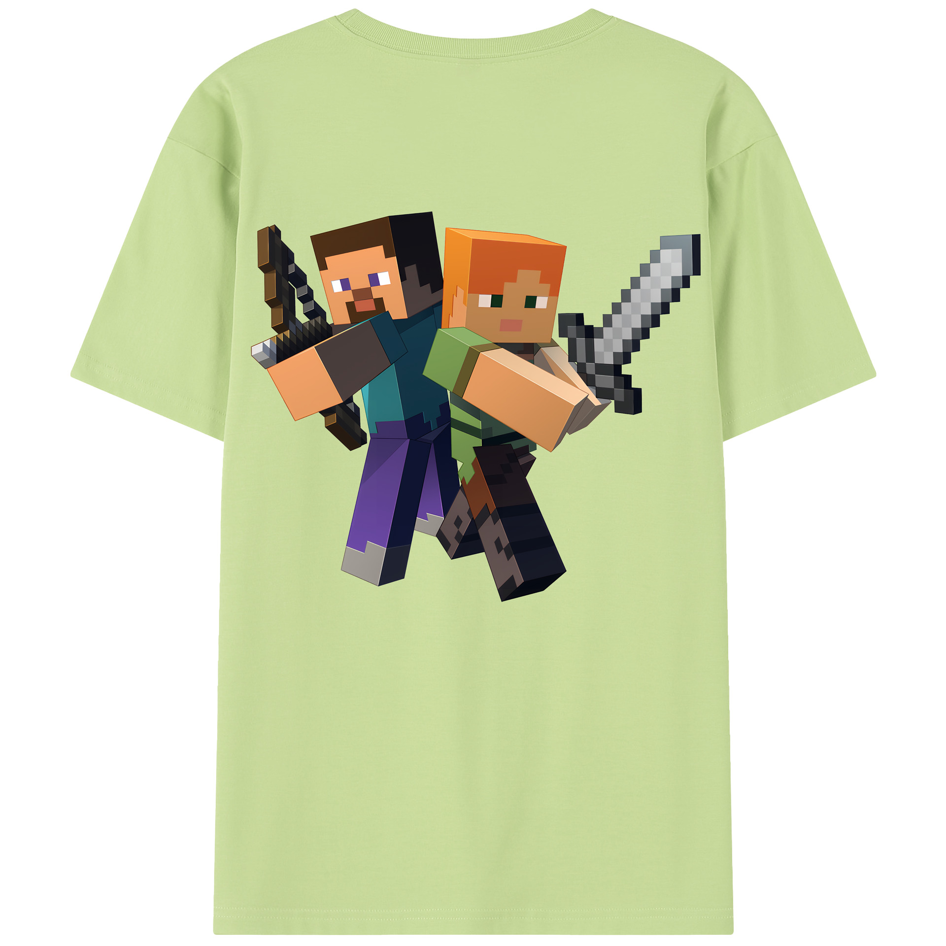 （画像用） マインクラフト ブロックの世界 Minecraft MC Block world 綿100％半袖Tシャツ（背面プリント）